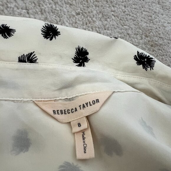 Rebecca Taylor Silk Button Up Printed Blouse Top 8 - Picture 2 of 10